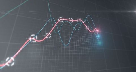 Futuristic Digital Data Visualization with Trend Lines and Grid