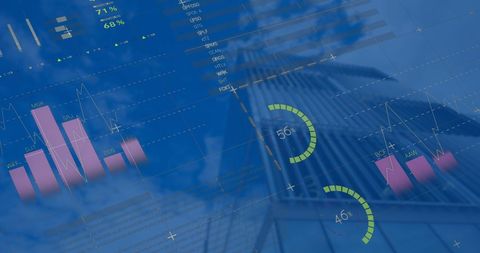 Futuristic Data Analysis with City Skyscraper Background - Download Free Stock Images Pikwizard.com
