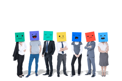 transparent humans wearing emoticon paper faces expressing emotions - Download Free Stock Videos Pikwizard.com