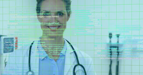 Innovative Female Doctor with Digital Data Visualization Interface