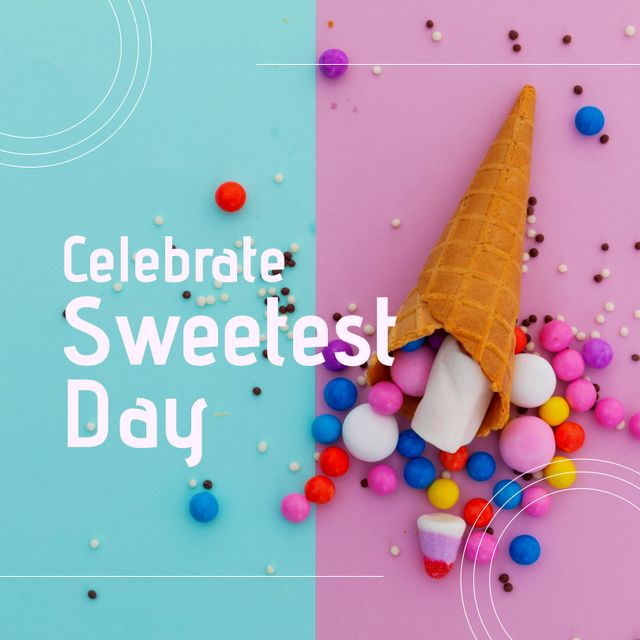 Celebrate Sweetest Day with Colorful Candies and Ice Cream Cone - Download Free Stock Templates Pikwizard.com