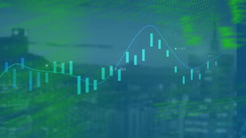 Digital Financial Data Analysis Over City Skyscrapers