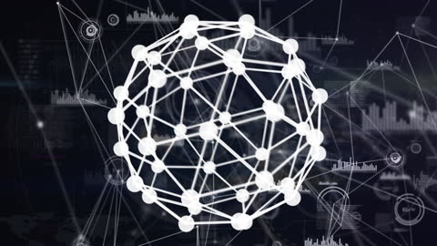 Glowing Network Sphere with Digital Connections Background