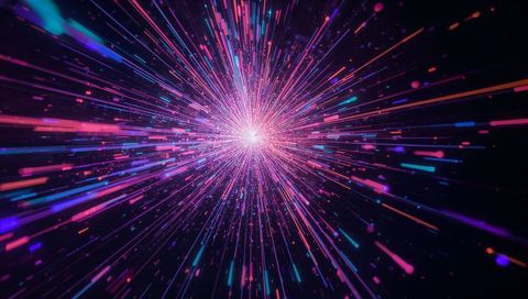 Radiating Neon Burst Emitting Colorful Particles and Speed Lines from Central Core