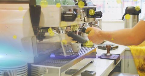 Barista Preparing Fresh Espresso with Dual Sprinkle
