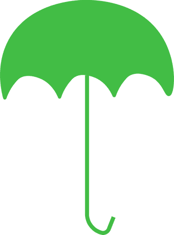 Green umbrella illustration on transparent background for design projects