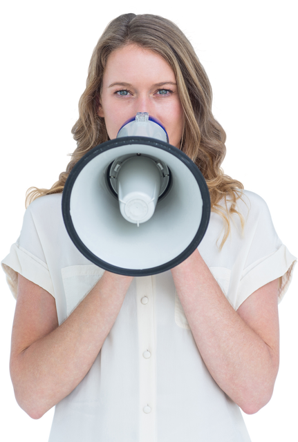 Woman Speaking Through Transparent Megaphone - Download Free Stock Videos Pikwizard.com