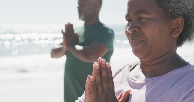 Senior Couple Practicing Mindfulness Meditation on Beach - Download Free Stock Images Pikwizard.com