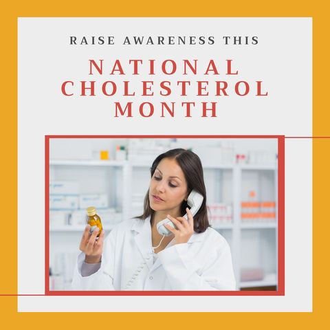 Caucasian Doctor Holding Cholesterol Medication in Pharmacy