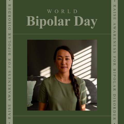 World bipolar day awareness campaign with asian woman