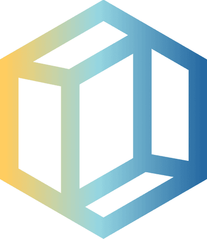 Gradient geometric cube abstract symbol transparent background