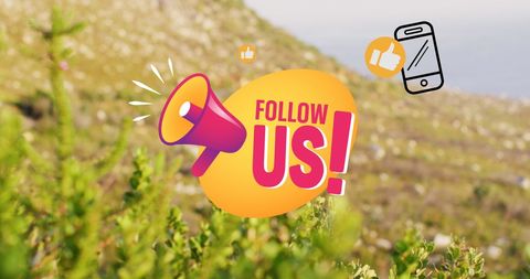 Engaging social media icons over coastal background