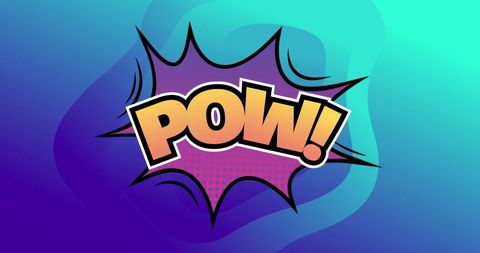 Comic Style Pow Sign on Vibrant Blue Background