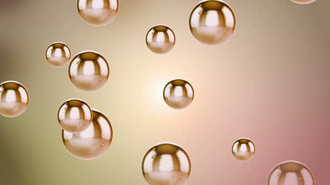 Floating Golden Bubbles on Gradient Background