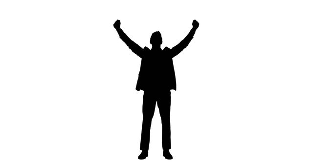 Silhouette of Person Celebrating with Raised Arms - Download Free Stock Images Pikwizard.com