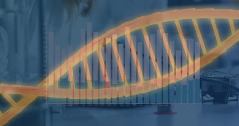 Animated DNA and Graphs Overlay in Laboratory Science Concept