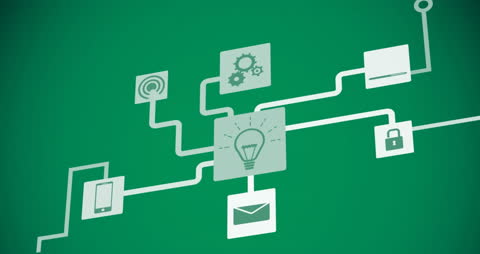 Digital Innovation Network Concept on Green Background