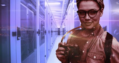 Creative Photographer in Network Server Room Environment