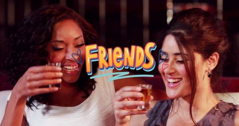Smiling Diverse Friends Toasting with Drinks