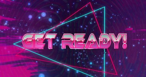 Retro Futuristic Neon Get Ready Graphic - Download Free Stock Images Pikwizard.com