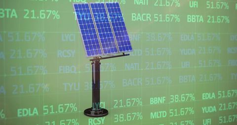 renewable energy investment concept with solar panel and stock data - Download Free Stock Images Pikwizard.com