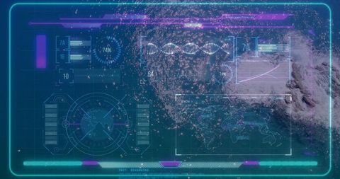 Futuristic Holographic Data Interface Near Futuristic Landscape