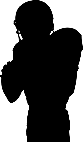 Transparent silhouette of rugby player wearing helmet vector