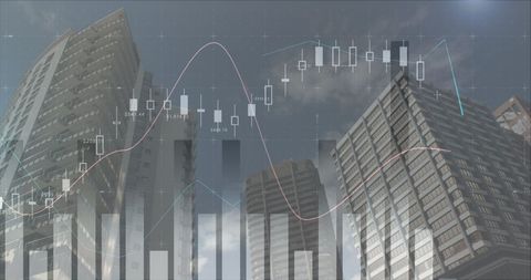skyscrapers with financial charts overlay indicating economic growth - Download Free Stock Images Pikwizard.com