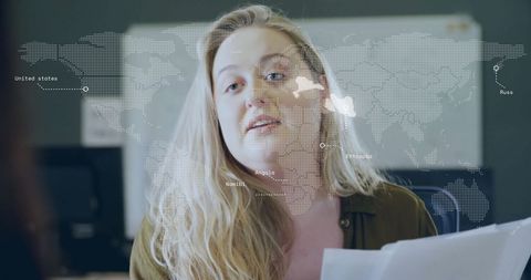 Global Networking in Modern Office with Diverse Professionals