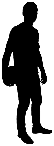 Transparent outline of soccer player holding ball