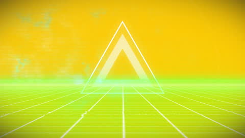 Geometric Animation with Moving Triangle on Yellow Grid