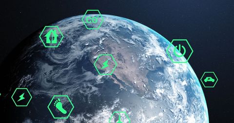 Eco technology concepts with planet earth in background