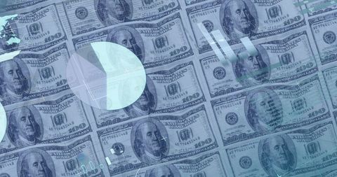 Overlay of Financial Data on US Dollar Bills Representing Economy - Download Free Stock Images Pikwizard.com