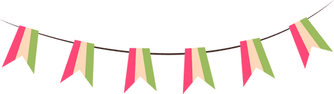 Colorful striped bunting on rope with transparent background celebrates festivity