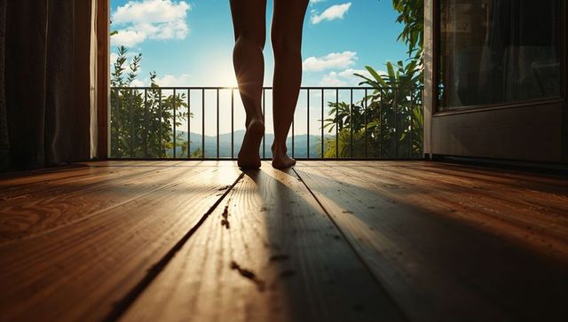 Barefoot Tranquility at Sunrise on Scenic Balcony