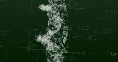 Scientific Data Visualization with Mathematical Formulas on Chalkboard