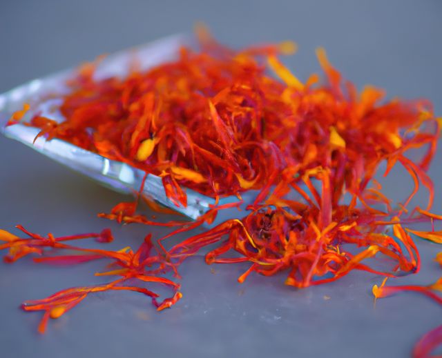 Close up of saffron on plate created using generative ai technology - Download Free Stock Photos Pikwizard.com