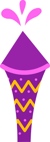 Colorful party popper cone with festive pink confetti on transparent background