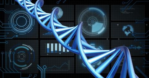 Dynamic DNA Strand with Digital Data Interface - Download Free Stock Images Pikwizard.com
