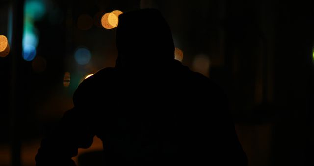 Silhouette of Person at Night with Urban Street Lights - Download Free Stock Images Pikwizard.com