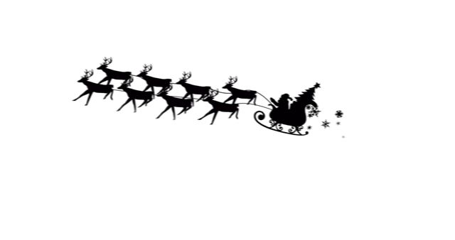 Santa Claus Silhouette Riding in Sleigh with Reindeers - Download Free Stock Images Pikwizard.com