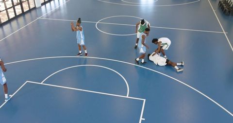 Friendly Basketball Match with Team Spirit and Sportsmanship