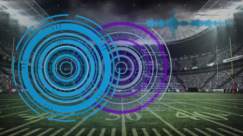 Futuristic Technology Interface in Football Stadium