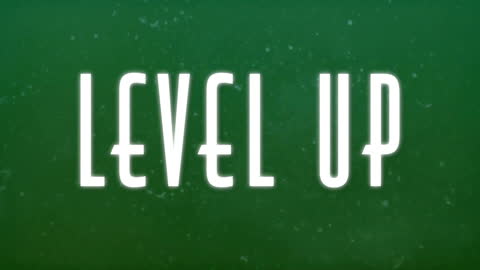 Level Up Motivational Text Animation on Green Background