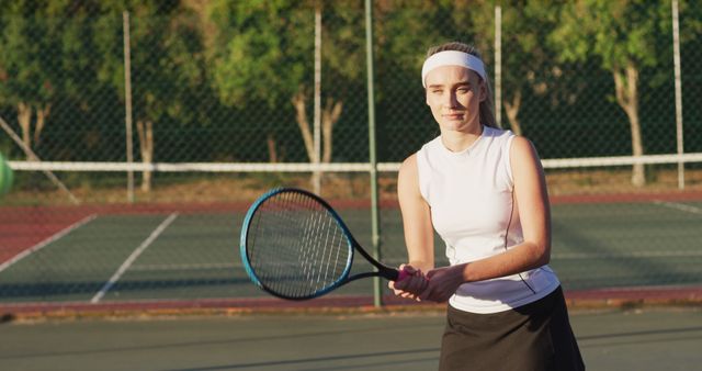 Focused Woman Playing Tennis Outdoors - Download Free Stock Images Pikwizard.com