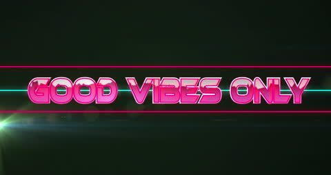 Retro Futuristic Neon Text on Black Background