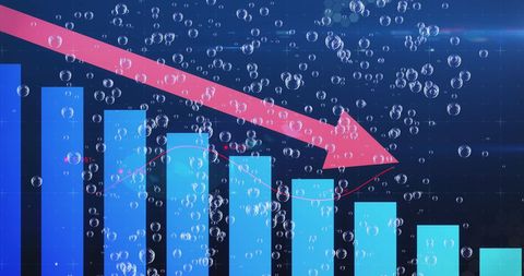 Global Finance Downturn with Red Arrow and Bubbles - Download Free Stock Images Pikwizard.com