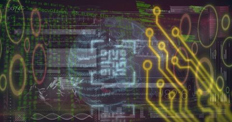 Futuristic QR Overlay on Digital Data and Circuit Design - Download Free Stock Images Pikwizard.com