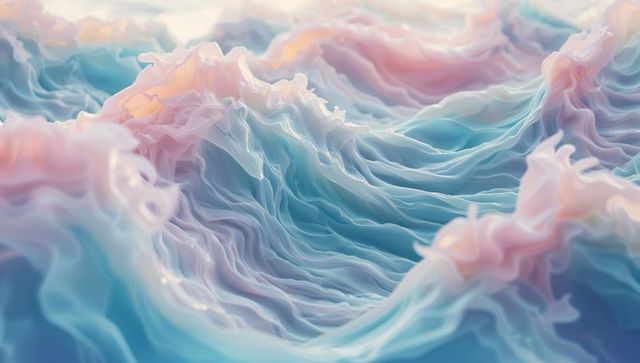 Dreamy pastel wave abstractions with surreal design in fluid motion