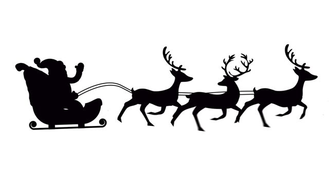 Silhouette of Santa Claus with Sleigh and Reindeer on White Background - Download Free Stock Images Pikwizard.com